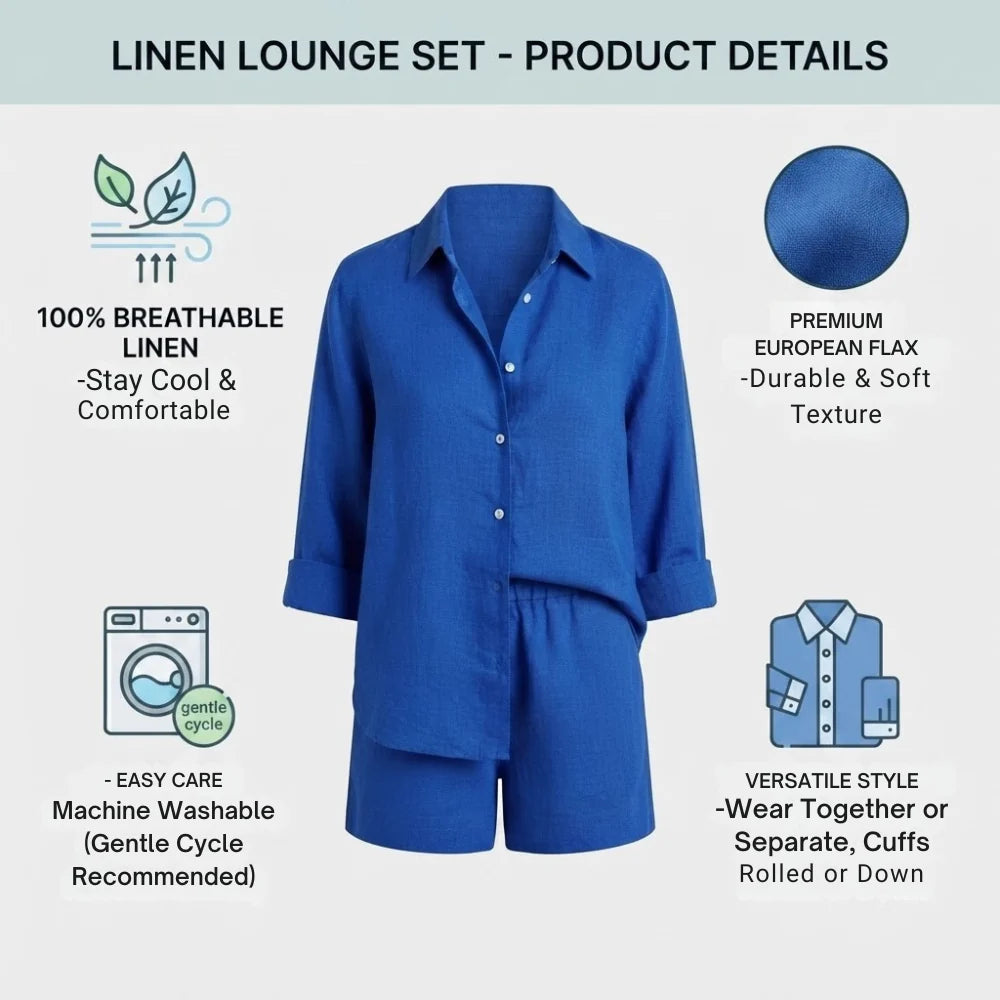 Cotton Linen Shirt & Shorts Two-Piece Set