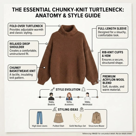 Chunky Knit Turtleneck Sweater – Women's Pullover