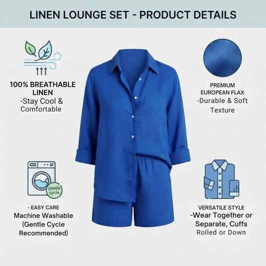 Cotton Linen Shirt & Shorts Two-Piece Set