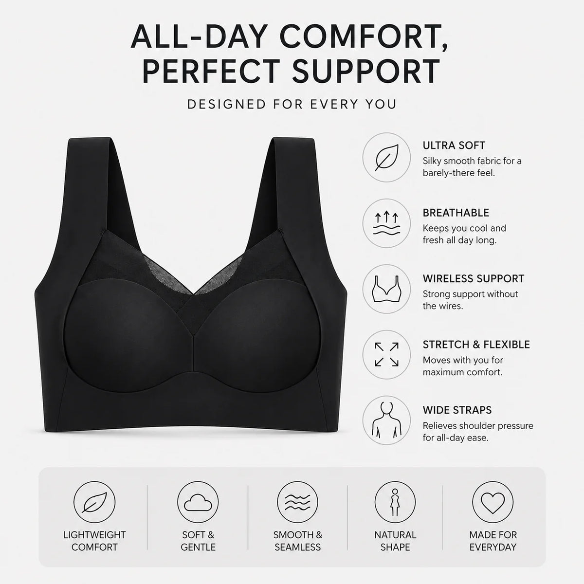 Seamless Mesh Push-Up Bralette – Wire-Free Support